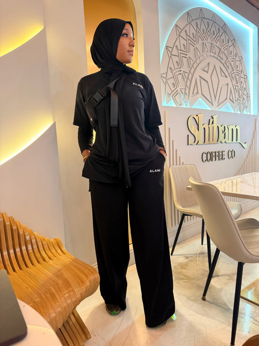 The Alani Wide Leg Pant- Noir