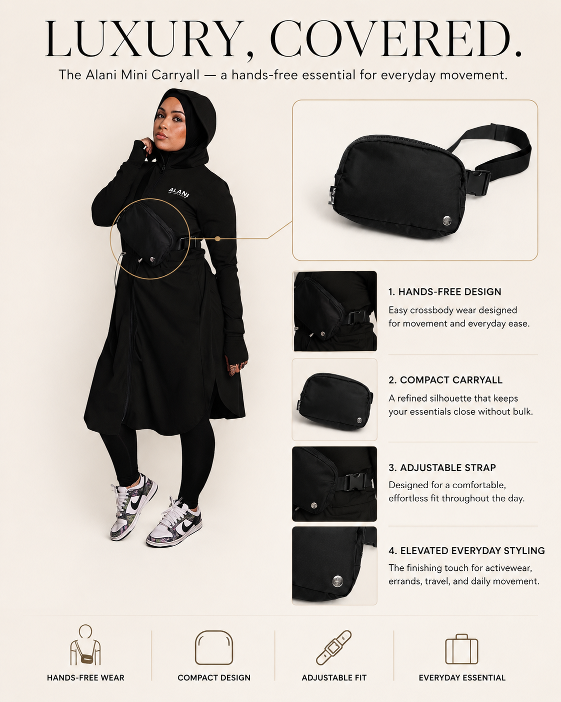 The Alani Mini Carryall- Noir
