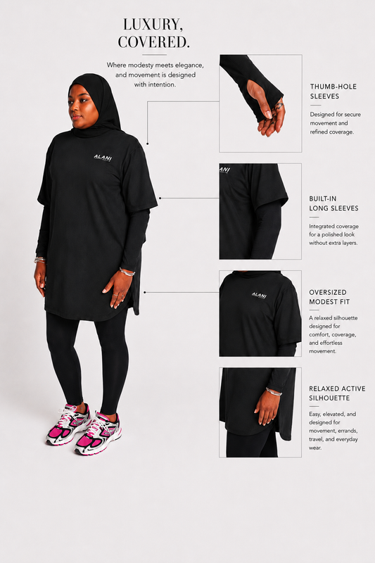 The Alani Active Oversized Tee- Noir